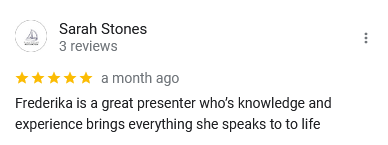 Google review from an attendee at Positive Psychology Summit: UK 2024 Sarah Stones: https://maps.app.goo.gl/KZdUP82uQ9Nxdg897